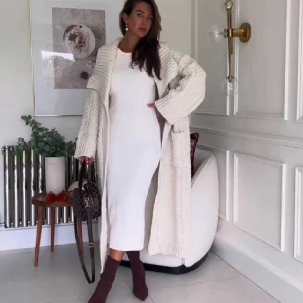 ZARA Cable Knit long cardigan coat